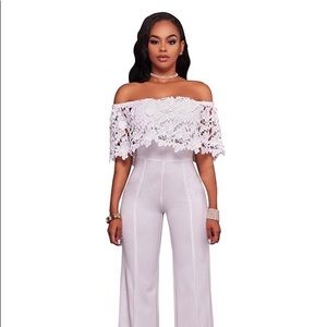 White strapless jumpsuit